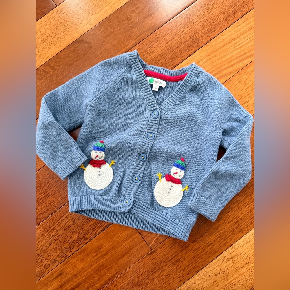 Mini Boden Blue Snowman Sweater